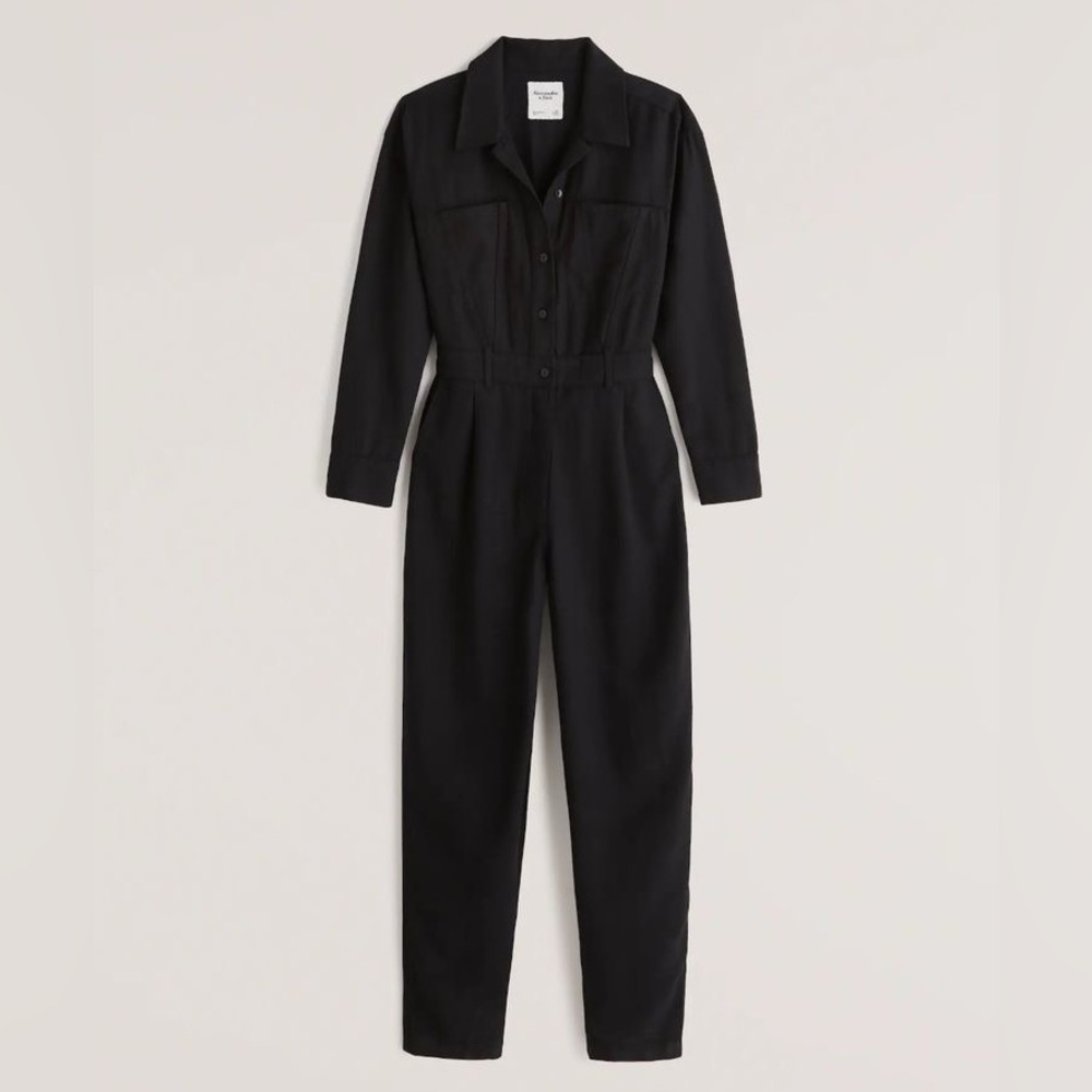 Abercrombie & Fitch Long-Sleeve Utility Jumpsuit, Black S